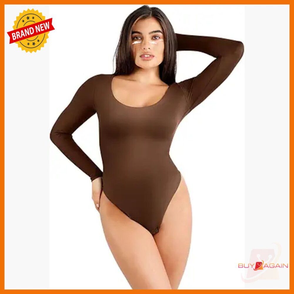Long Sleeve Shapewear Bodysuit Tummy Control Firm Support Size M